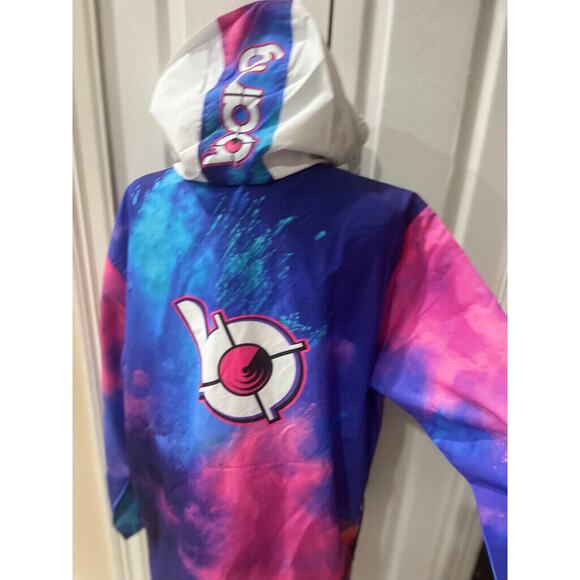 BANG ENERGY TIE DYE WINTER BREAKER RAIN COAT HOODED SZ M/L VERSATILE AESTHETIC - Picture 13 of 16